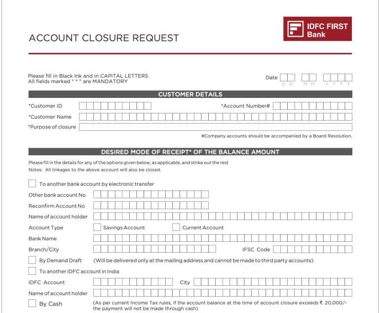 idfc bank account close online